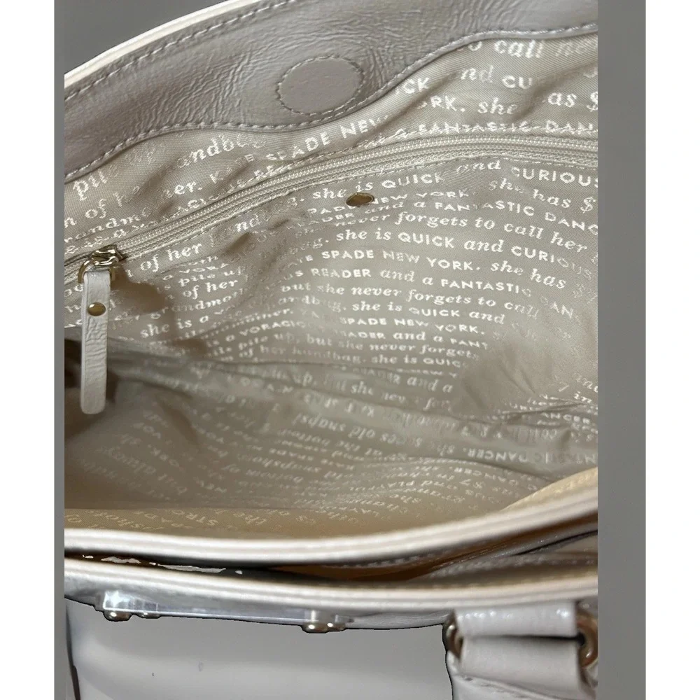 Kate Spade Fanfare Brette Cream Glazed Leather Crossbody Satchel Purse PXRU3017